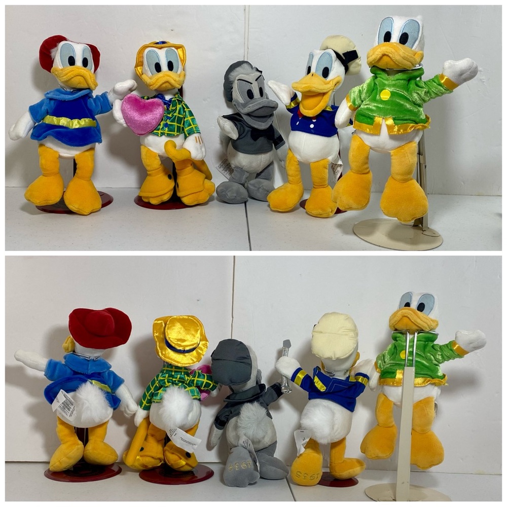 Retro Donald Duck Through The Years Bean Bag Plush Disney 2003 Set Of 5 mint